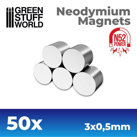 Green Stuff World Magnesy neodymowe 3x0'5mm - 50 szt. (N52)