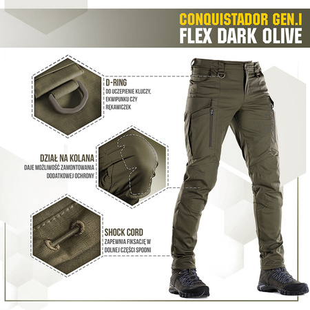 M-Tac Spodnie taktyczne Conquistador Gen І Flex Dark Olive