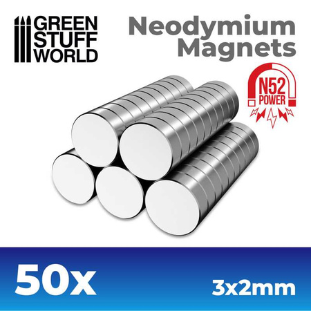 Green Stuff World Magnesy neodymowe 3x2mm - 50 szt. (N52)