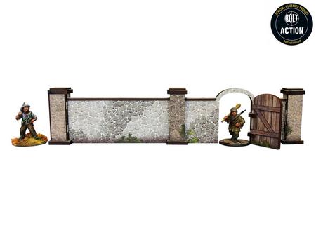 MICRO ART - WW2 NORMANDY STONE WALL W. GATE (HIGH) (28MM)