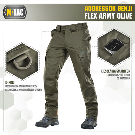 M-Tac Spodnie taktyczne Aggressor Gen.II Flex Army Olive