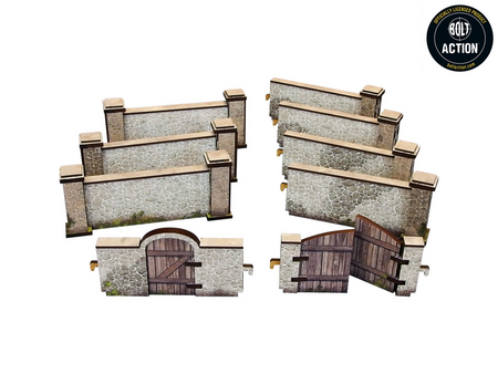 MICRO ART - WW2 NORMANDY STONE WALL W. GATE (HIGH) (28MM)