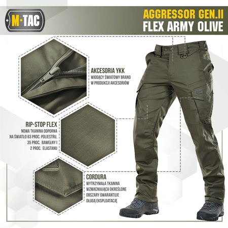 M-Tac Spodnie taktyczne Aggressor Gen.II Flex Army Olive