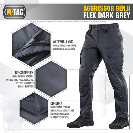 M-Tac Spodnie taktyczne Aggressor Gen.II Flex Dark Grey