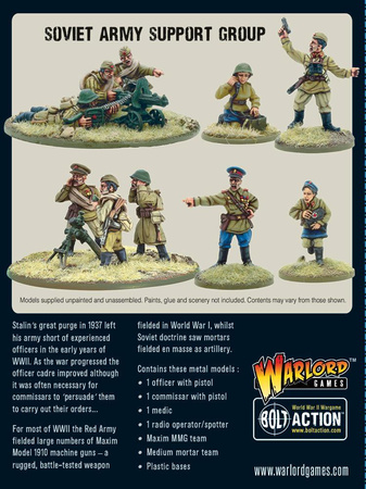 BOLT ACTION Soviet Army Support Group (HQ, Mortar & MMG)
