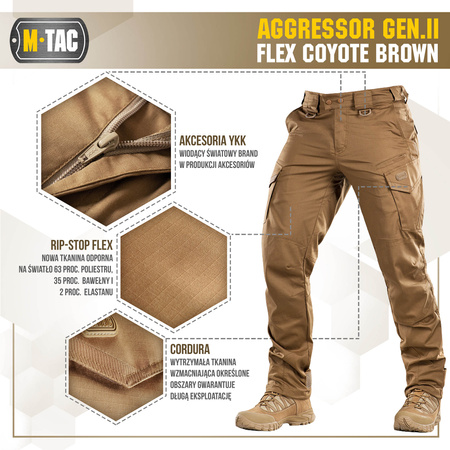M-Tac Spodnie taktyczne Aggressor Gen.II Flex Coyote Brown 
