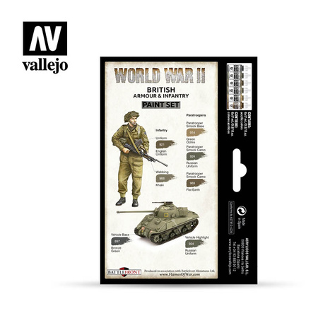 VALLEJO 70204 Zestaw World War II 6 farb - British Armour & Infant