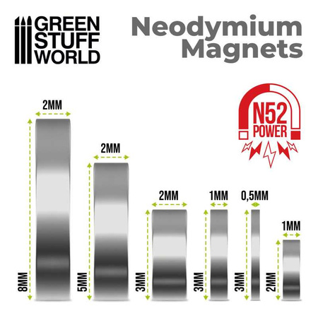 Green Stuff World Magnesy neodymowe 3x0'5mm - 50 szt. (N52)