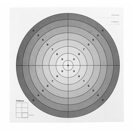 Komplet tarcz strzeleckich 14x14 cm biały środek 100 szt.