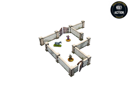 MICRO ART - WW2 NORMANDY STONE WALL W. GATE (HIGH) (28MM)