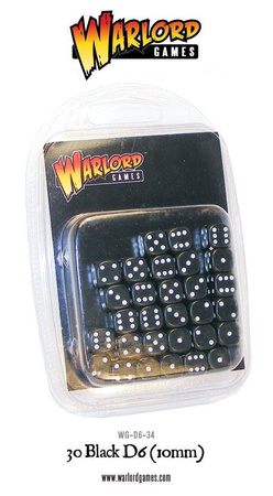 WARLORD - Kostki 30 Black D6 (10mm)