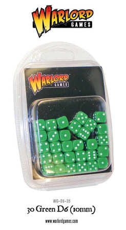WARLORD - Kostki 30 Green D6 (10mm)