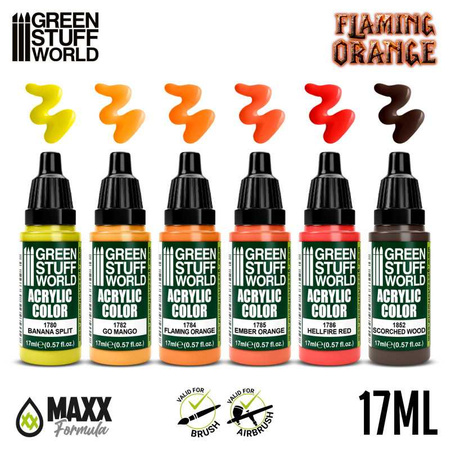 Green Stuff World Paint Set - Flaming Orange