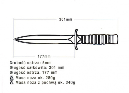 Nóż wojskowy czarny oksydowany sztylet  wz.98A