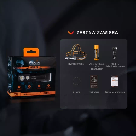 Latarka czołowa Fenix HM71R 2700 lm z akumulatorem