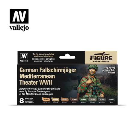 VALLEJO 70188 Model Color Zestaw 8 farb - German Fallschirmjäger Mediterranean Theater WWII by Jaume Ortiz