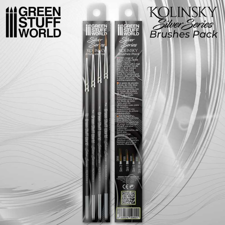 Green Stuff World Zestaw Pędzli Kolinsky Silver Series 4 szt.