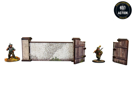 MICRO ART - WW2 NORMANDY STONE WALL W. GATE (HIGH) (28MM)