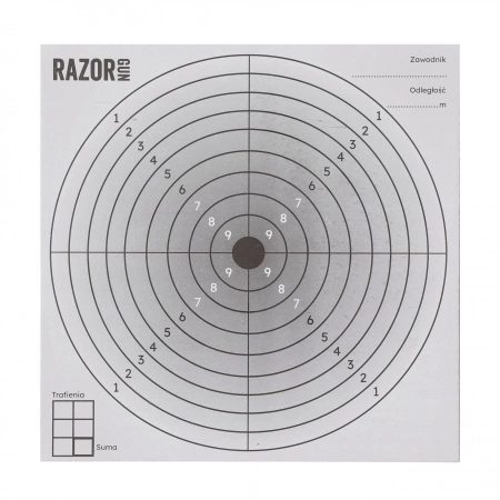 Tarcza strzelecka RazorGun 14x14cm czarny środek