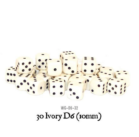 WARLORD - Kostki 30 Ivory D6 (10mm)
