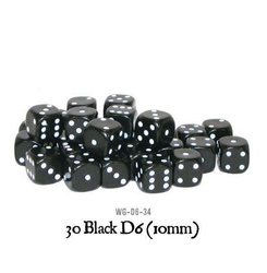 WARLORD - Kostki 30 Black D6 (10mm)