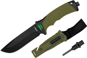 Nóż Taktyczny z Krzesiwem i Osełką Army Green BSH ADVENTURE