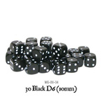 WARLORD - Kostki 30 Black D6 (10mm)